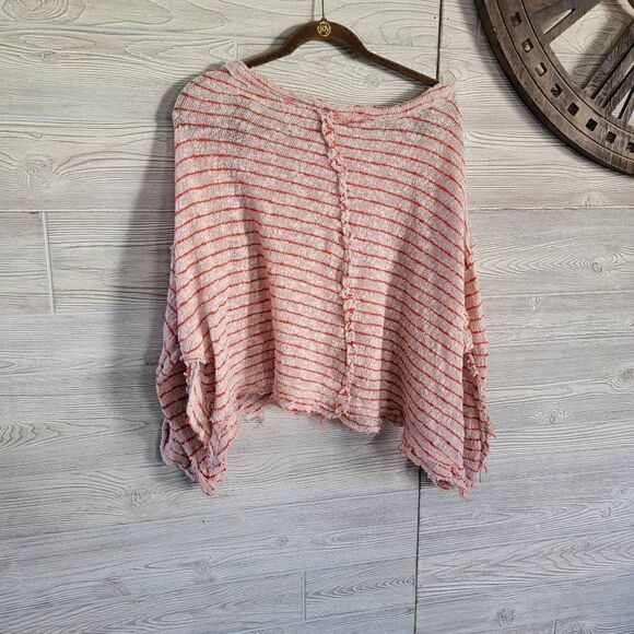 We The Free Island Girl Hacci Stripped Shirt Womens SZ M Oversized Distressed Re - Picture 6 of 7